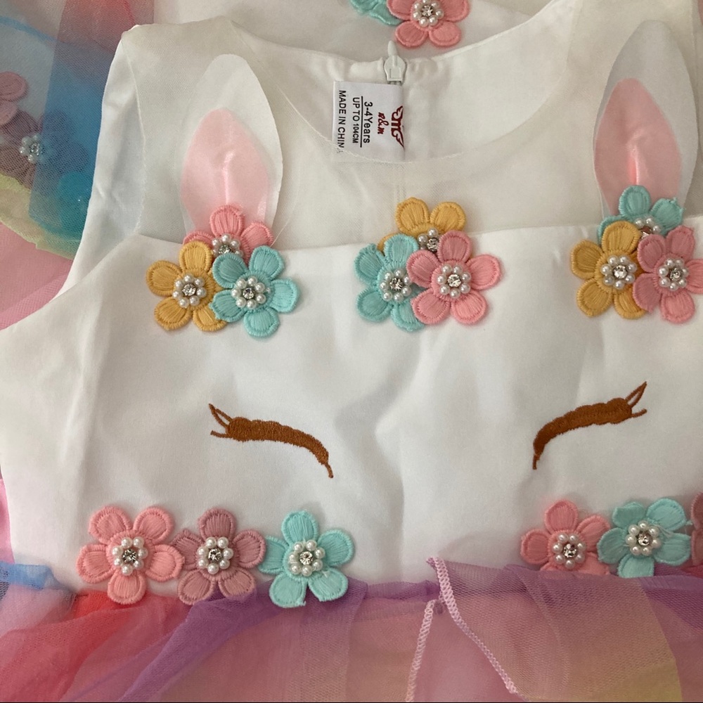 LIXURY Birthday Unicorn Dress to Celebrate Flower Girl 5068 - Picture 10 of 11